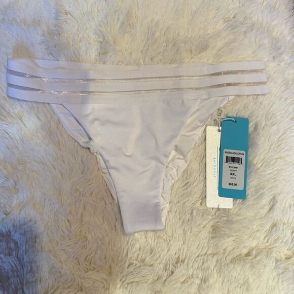 Beach Bunny Sheer Addiction White Bikini Bottom with Strappy Sides - Picture 5 of 5